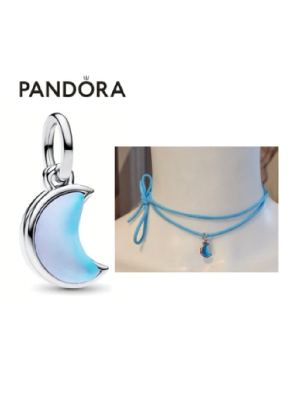 New Blue Moon Charm on suede necklace